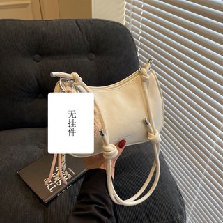 秋冬高級感小包包 時尚小衆設計斜挎包 女士單肩包, 米白色