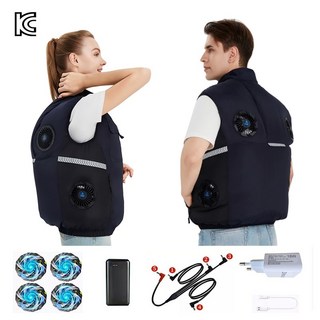 지누오 선풍기 조끼 4팬 고출력 에어컨 옷 얼음조끼 아이스 쿨 냉방 냉풍 여름작업복 낚시 등산 현장팬조끼