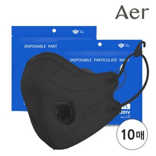 아에르 1급 방진마스크 KA201V 산업용 접이식 분진마스크 용접 현장 공사마스크, 10개, 블랙