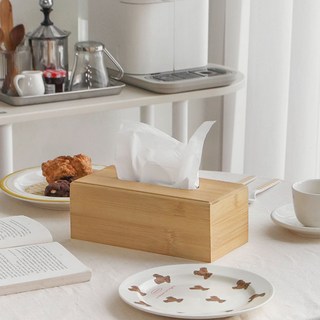 내츄럴 우드 사각 티슈케이스 화장지 휴지 보관함 2P세트, 2개
