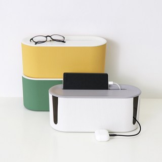 아이정 투톤 멀티탭 정리함 콘센트 전선정리, 그린, 1개