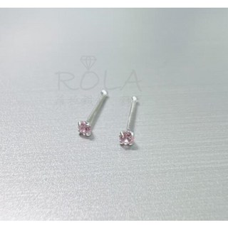 ROLA蘿拉銀飾飾品 999足銀養耳棒 2MM水鑽圓珠純銀耳針 免耳堵耳扣 18色可選