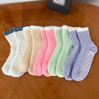 [미끄럼방지] 우드피카 배색 수면양말 5켤레 1세트 선물용 포장