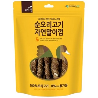 자연애채널펫 강아지 자연말이껌 건조간식, 오리고기맛, 200g, 1개