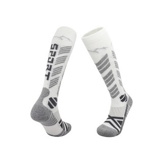 運動滑雪襪 羊毛長襪 保暖舒適透氣, 白灰(8215)M號, 1套