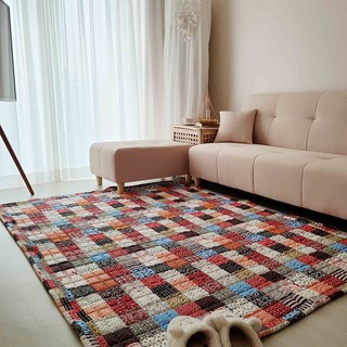 지베누오 레트로 두꺼운 순면 바닥패드 돌 침대패드 카페트, 1. 레드