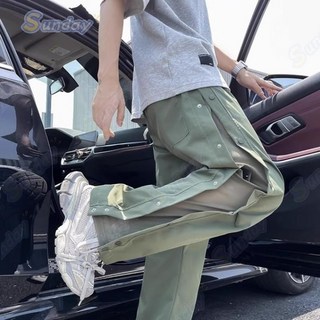 【Sunday】軍綠色排扣工裝褲男款，尼龍速乾戶外登山美式衝鋒褲