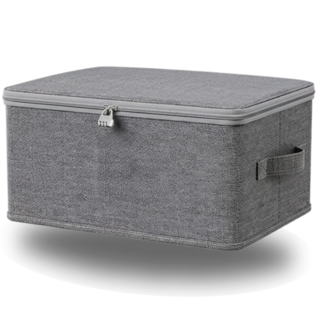 문리빙 패브릭 비밀번호 수납함 + 자물쇠, 1개, 그레이