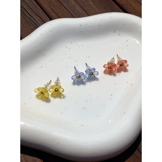 핸드메이드 심플 비즈 꽃 귀걸이 써지컬 스틸 18k 도금 데일리 포인트 비즈귀걸이 우정템 꽃 파스텔 귀걸이