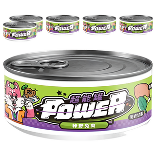 COUCH POTATO Power 超能貓咪主食罐, 綠野兔肉, 80g, 6罐