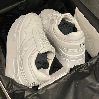 運動潮流真皮厚底休閒鞋 舒適透氣板鞋百搭女鞋