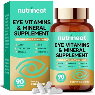 넷 루테인 눈 보충제(90캡슐) C E가 함유된 눈용 아연 구리 및 제아잔틴 남성 여성용 보충제 식이 보충제가 을 지원, NutriNeat 루테인 눈 비타민 보충제 (90캡슐)