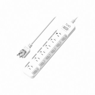 TUNO 旋轉插頭電源延長線【1688小舖】7切6座 獨立開關 180度轉向 扁平插頭 3P延長線 插座延長線 縫隙插座, 1個, 6尺180公分-7切6座3P