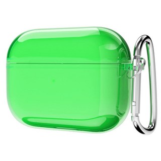 Svanove 에어팟 3 케이스 투명 하드 플라스틱 투명하고 심플하고 귀여운 에어팟 3세대 케이스 키체인 포함 여성스러운 Y2k 미적 트렌디 에어팟 커버 액세서리 여성, Airpods Pro 1, 네온 그린
