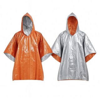 雙面雨衣求生毯 輕便保暖 緊急救援必備 登山露營安全裝備, 銀橘色, 1個