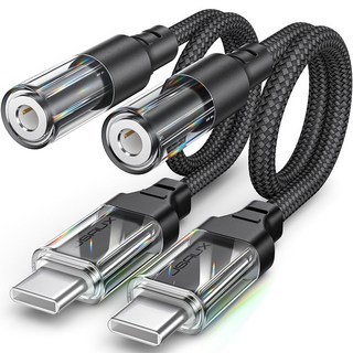 JSAUX C타입 3.5mm 이어폰 투명 변환젠더 통화가능 HIFI음질 스마트 DAC칩, 2개, 블랙, 0.18m