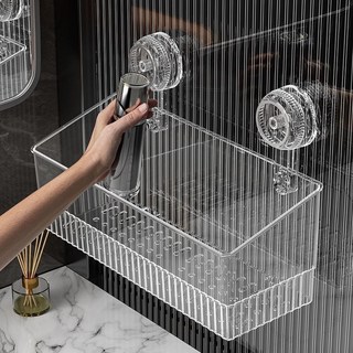 免打孔強力壁掛吸盤置物架 浴室洗漱臺衛生間收納架, 1個, 納米強力吸盤丨加大容量丨加厚材質,爆款嚐鮮價：小號隨機色1個