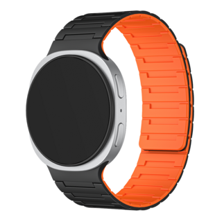 티엑스엘엑스 갤럭시워치 8 클래식 실리콘 마그네틱 자석 밴드 스트랩, 블랙/오렌지