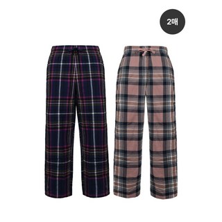 TRY 여성 9부 플란넬 팬츠 2매 세트