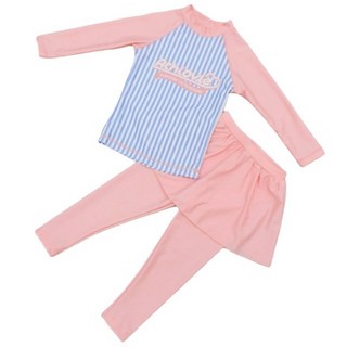 萱寶媽咪baby童裝館 韓版兒童長袖防曬泳裝套裝 女童褲裙式溫泉泳衣