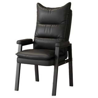 木鈺堂 簡約包覆式麻將椅 雲端坐感 多色可選 加厚扶手 碳鋼椅腳, 黑色, 1個