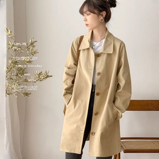 POMTOR 여성 봄가을 캐주얼 데일리 고품격 간절기 미디엄 트렌치코트 바람막이 점퍼