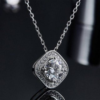 莫桑石鑽石項鍊 1克拉 盒形墜飾 閃耀頸鍊