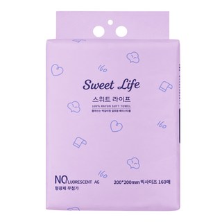 스위트 라이프 뽑아쓰는 벽걸이형 일회용 페이스타올 빅사이즈 200mm x200mm 160매, 1개