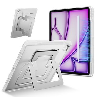 헤미션 아이패드 듀얼 스탠드 태블릿 케이스 펜 수납 & 범퍼 보호 에어7/6/5/4 프로8/7/6/5/4/3/2/1세대 10.9/11/12.9/13인치 M2 M3 M4 M5, 투명, 1개