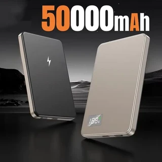 500000mAh 휴대용 마그네틱 무선 보조베터리 PD22.5W iPhone Samsung Xiaomi용 Magsafe용 고속 충전 외부, 04 Gold 50000mAh
