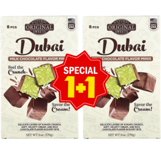 1+1 오리지날 내추럴 스위츠 두바이 밀크 초콜릿 미니 8개 170g 피스타치오 쿠나파 함유 / 해외직구 미국정품, 16개