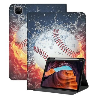 아이패드 에어 13인치 M3 2025 프로 12.9인치(6세대/5세대/4세대 2022/2021/2020)용 케이스 PU 가죽 접이식 스탠드 쉘 TPU 커버 펜슬 충전 포, 야구, 1개