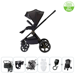 [공식 판매점] 다이치 더 프라임 스카이 6종 선물 하이포지션 절충형 유모차 디럭스급 이지 폴딩, 더프라임스카이-블랙 (6종사은품)