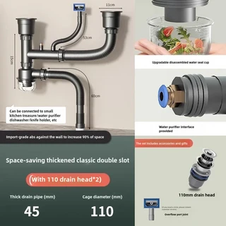 단일 주방 싱크대 다운파이프 피팅 더블 배수관 세트 냄새 방지 범용, 01 CHINA, 1개