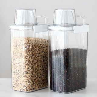 1+1 네오플램 밀폐 잡곡통 미니쌀통 냉장고정리 1.8L, 투명, 2개