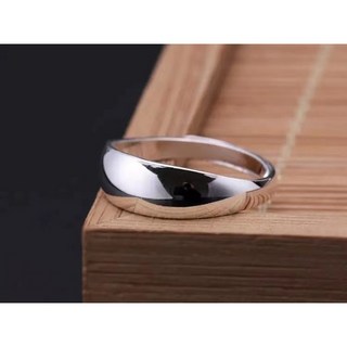 Sun_Plus 光面活口尾戒 男士簡約可調節鍍銀寬版戒指 面寬8mm