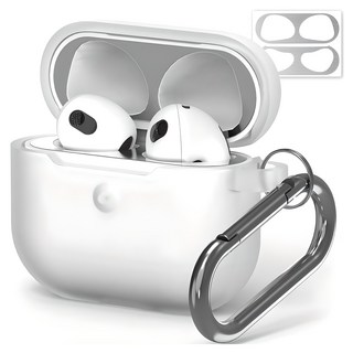 NUART 冰沙矽膠套+金屬鐵藝防塵貼, AirPods 第4代 / AirPods 第4代 降噪版, 半透明, 1個