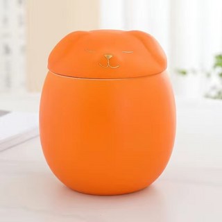 【開發票/統編】寵物骨灰罐 - 可愛貓咪造型 多種顏色可選 寵物紀念罐, 1個, 狗狗罐橙色小号, 狗狗罐橙色小号