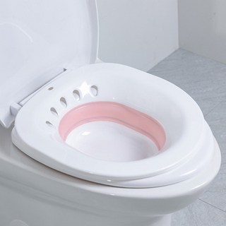 台灣現貨【折疊坐浴盆】孕婦用 月子盆 護理盆 馬桶坐浴盆 痔瘡泡盆 免蹲洗浴盆, 粉色, 1個
