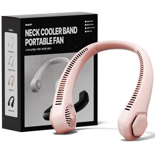 누아트 무선 대용량배터리 아이스 냉각 휴대용 넥밴드 선풍기, TYPE-C 3.0 FAN, 핑크
