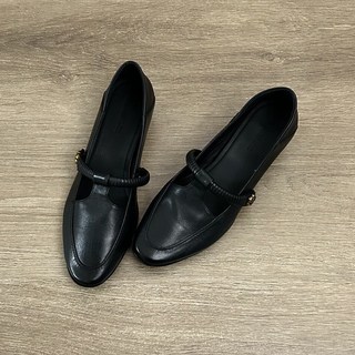 【超氣質 巨好穿】熱賣 娃娃鞋 淺口單鞋法式複古瑪麗珍鞋 新款黑色真皮女鞋T字帶編織粗跟鞋 不磨腳 大尺碼 通勤