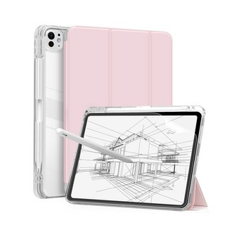 니하 파인 투명 애플펜슬 수납 케이스(종이질감필름), 베이비핑크, 1개