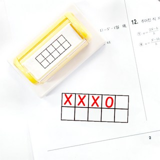 티처스 5칸 도장 3칸 네모 칸 스탬프 빈칸 오답 체크 수학 학습, 검정, (9mm) 5칸 두줄 중형-옐로우