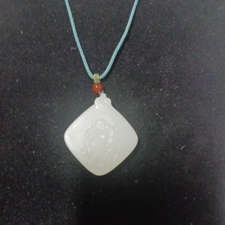 天然羊脂白玉佛公項鍊附証書，保平安招財，優質玉石，送禮自用皆宜