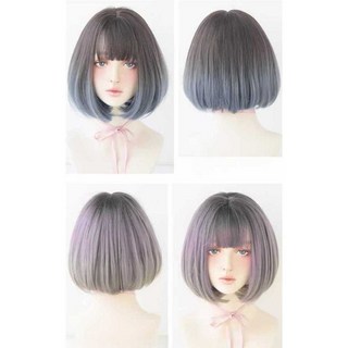 여성 가발 젊은 단발 티안나는 짧은머리 숏컷 투톤, 1개, 프렌치 로맨틱 단발 - 블랙 티