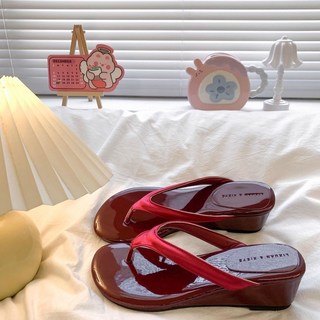 法式坡跟人字拖鞋女外穿2025新款春夏超火高跟涼鞋度假沙灘涼拖鞋, 千鳥格升級版【小紅書熱門同款】,40