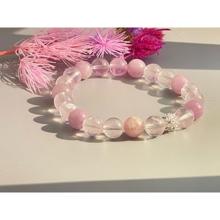 《柔心予你》粉晶紫鋰輝石手串 心輪療癒能量水晶 時尚穿搭配飾 提升人緣魅力