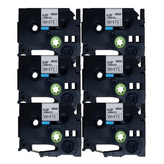 Brother 브라더 호환 라벨테이프 라벨프린터기 라벨기 테이프, 12mm, 흰색바탕/검정글자 6개