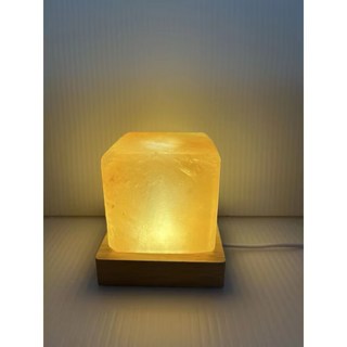 喜馬拉雅山鹽燈 迷你小鹽燈 USB LED原木發亮底座 擴香燈 精油燈 氣氛燈 網紅創意燈, 暖光方型