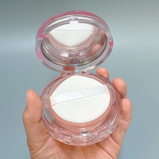 포포라운지 쿠션 팩트 케이스 diy 클리어 에어쿠션 공병 BB크림 화장품 용기, 1개, 핑크물결라인